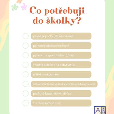 Seznam věcí do mateřské školy – fotografie 1